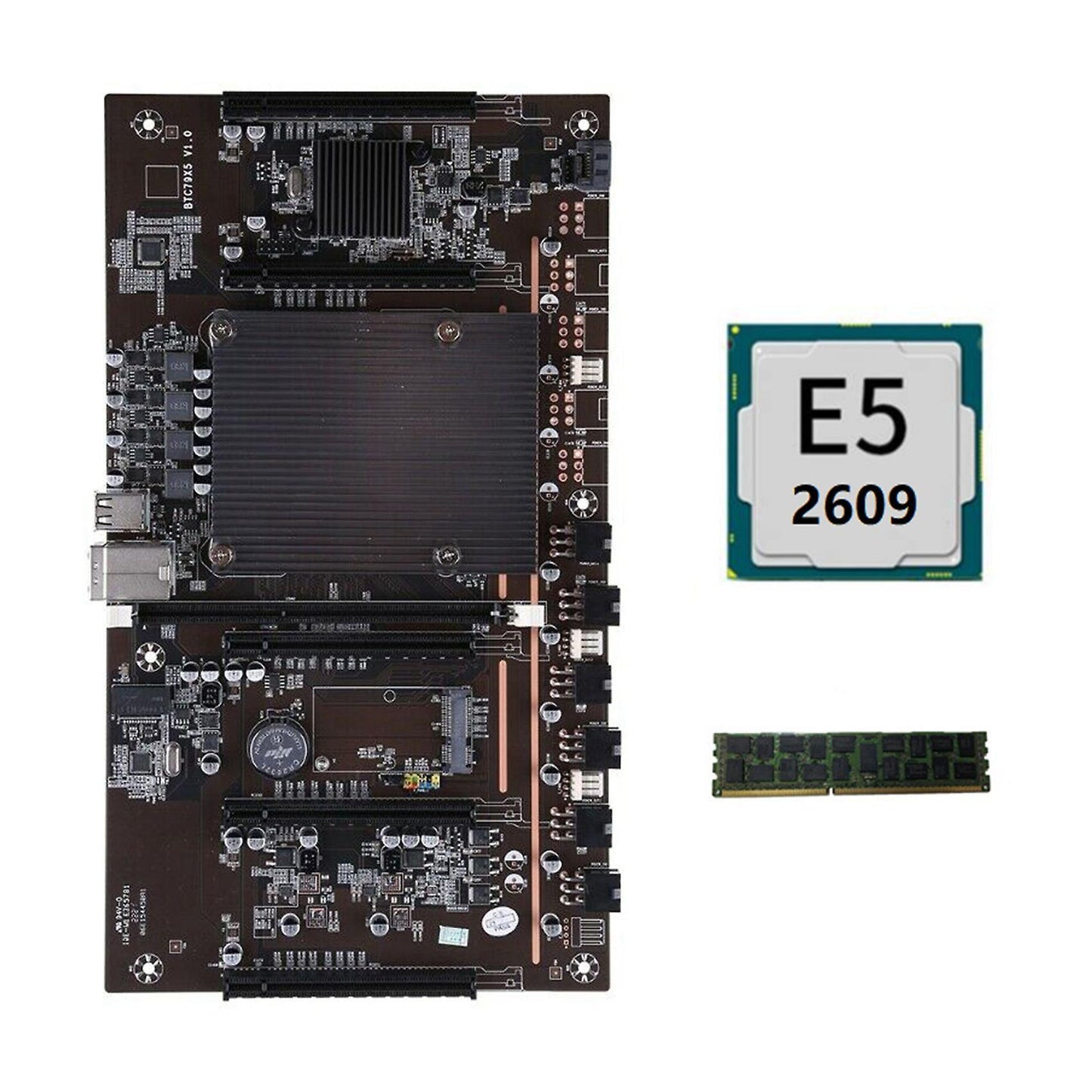 X79 H61 Btc Mining Motherboard with E5 2609 Cpu+recc 4g Ddr3 Memory
