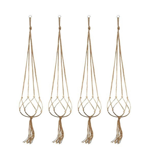 4pcs Hemp Rope Plant Holders Hanging Decor Home Garden Supplies