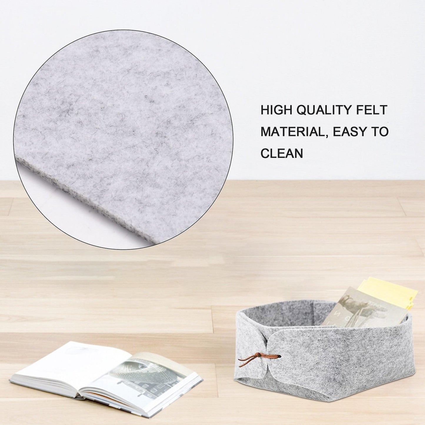 Felt Storage Box Desktop Tray Bowl Collecting Basket Sundry