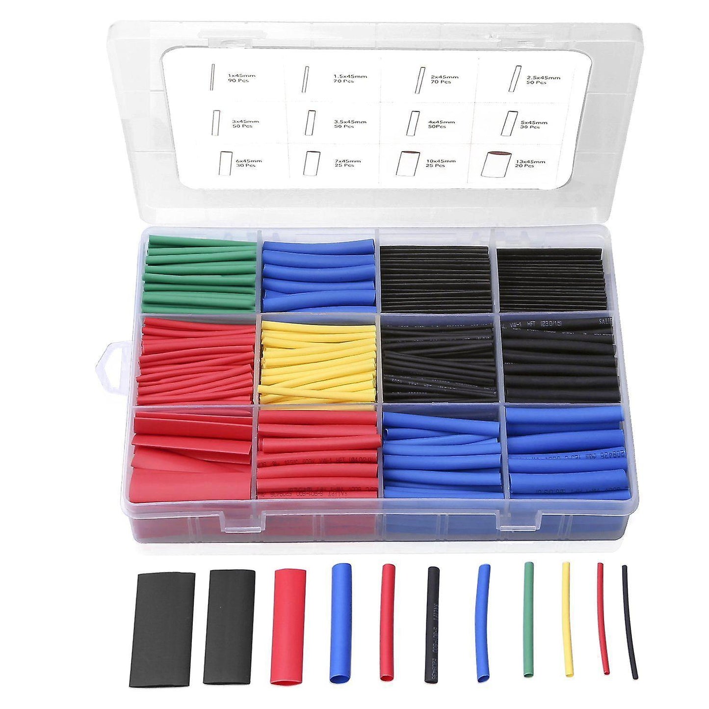 560pcs Heat Shrink Tubing Insulation Cable Sleeve 5 Colors 12 Sizes