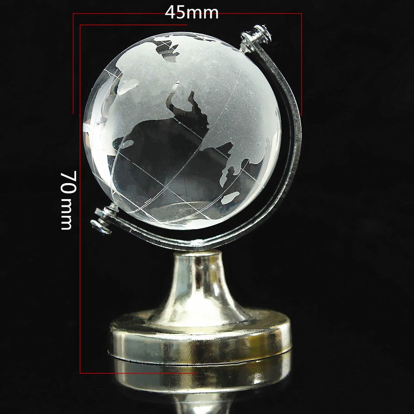 Crystal Glass Frosted World Globe Stand Paperweight Home Decorate