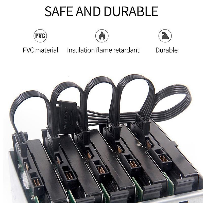 4pin Ide 1 to 5 Sata 15pin Hard Drive Cable for Diy Pc Sever 18awg