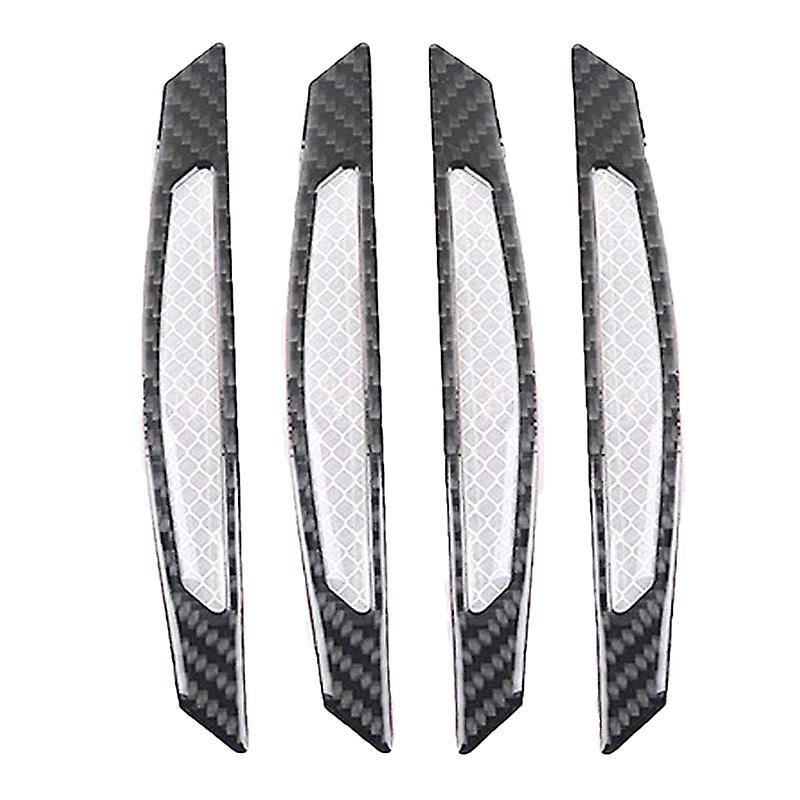 4pcs Super Reflective Stickers Carbon Fiber Strips Car Side Door