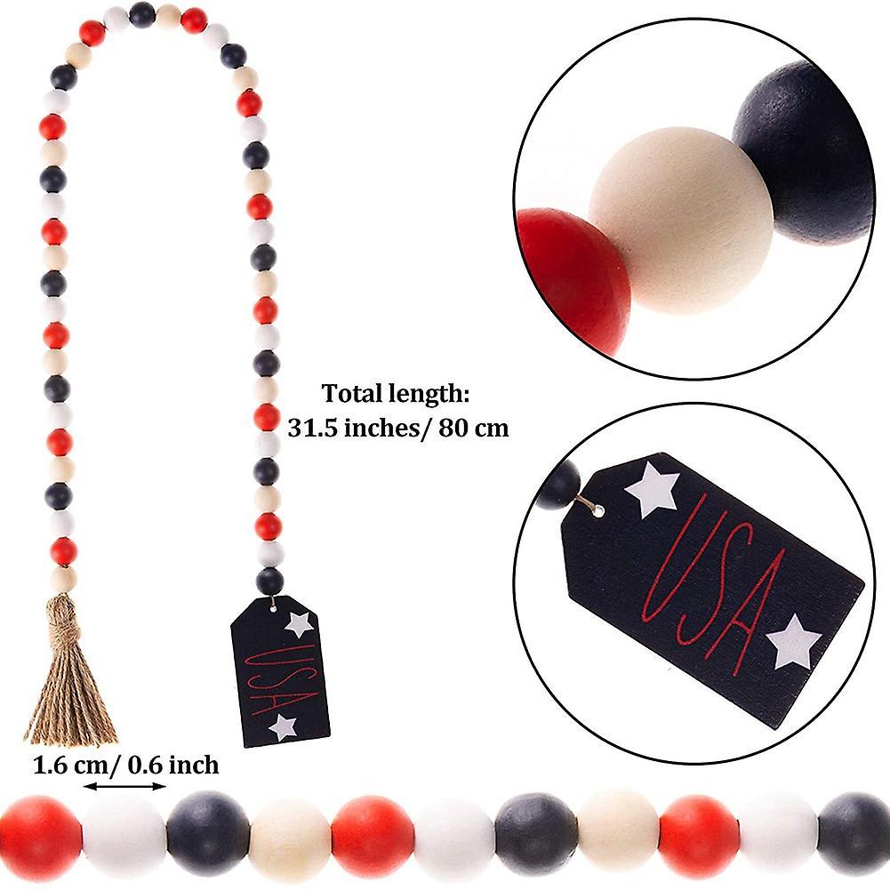 Independence Day Decorations Patriotic Wood Beads for 4th Of July