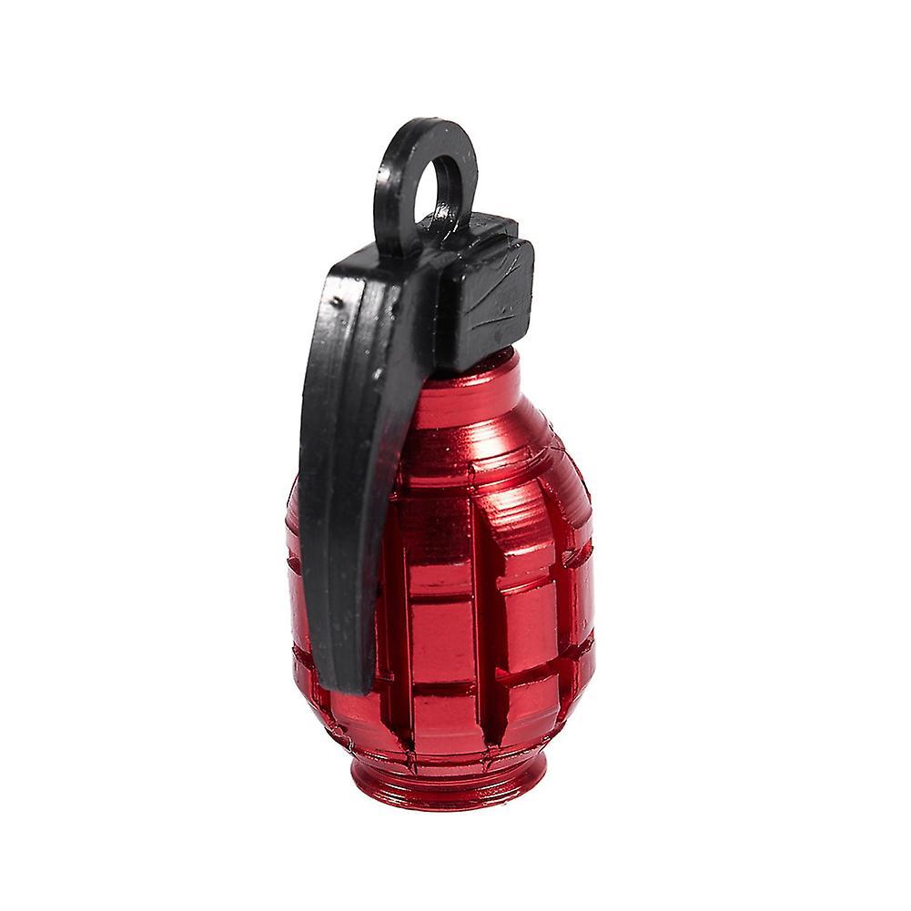 2pcs Grenade Alloy Valve Caps Dust Covers Bike Bicycle (red)