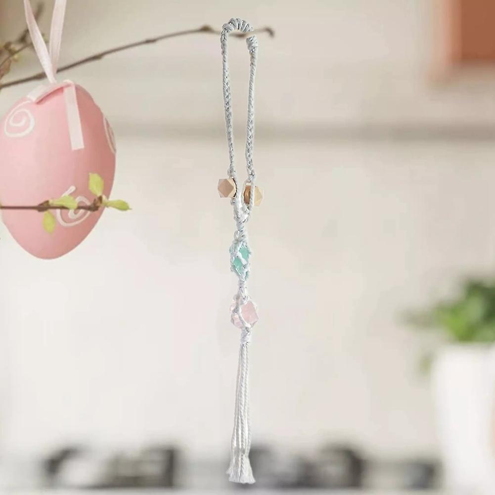 Ethnic Style Tassel Car Pendant Gemstone Wooden Bead Car Pendant,b