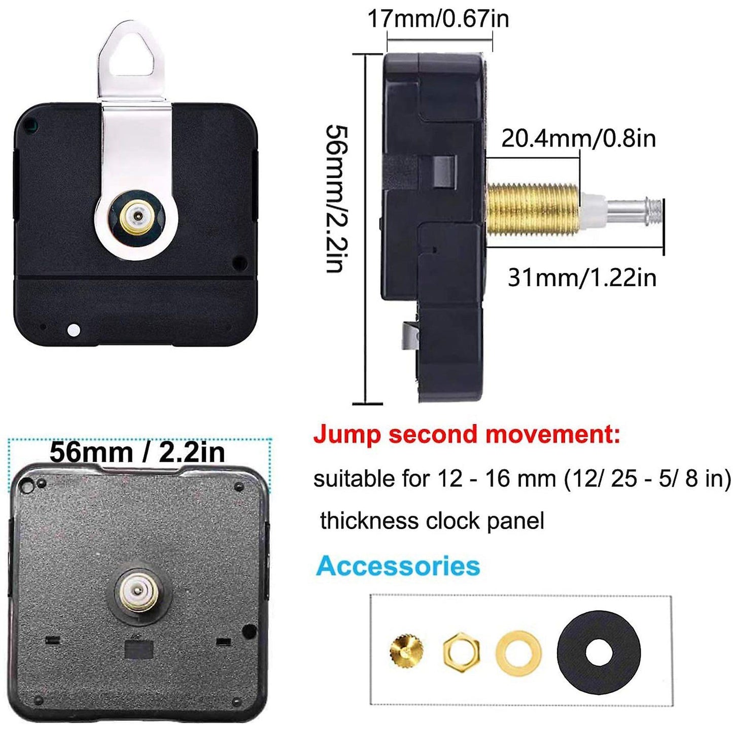 High Torque Long Shaft Quartz Movement Mechanism Replacement 31mm