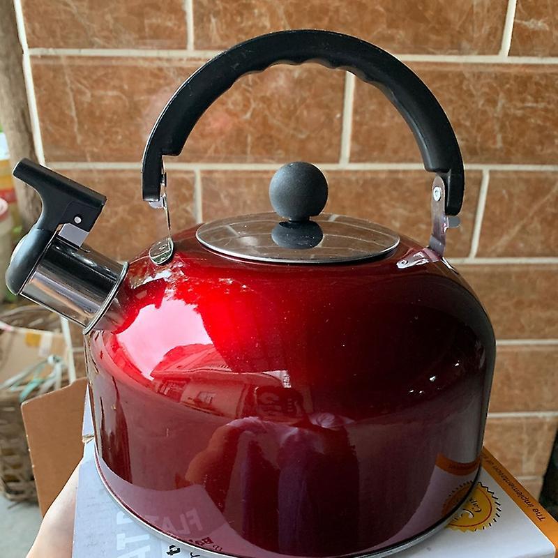 Home Whistling Kettle for Gas Stove 3l Stainless Steel Bottle(red)