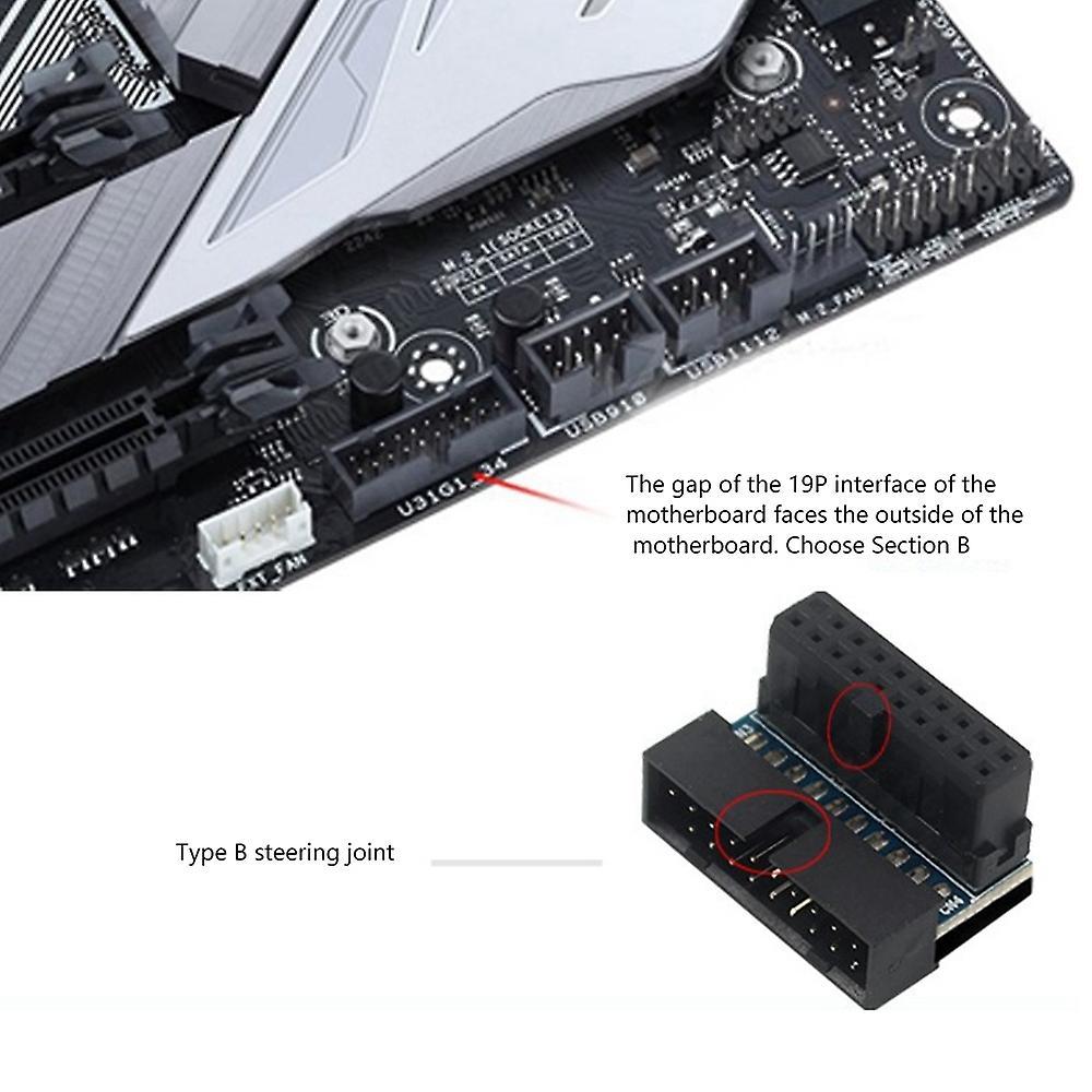 Black Usb 3.0 20pin Male to Female L Turn Right Angle Power Adapter