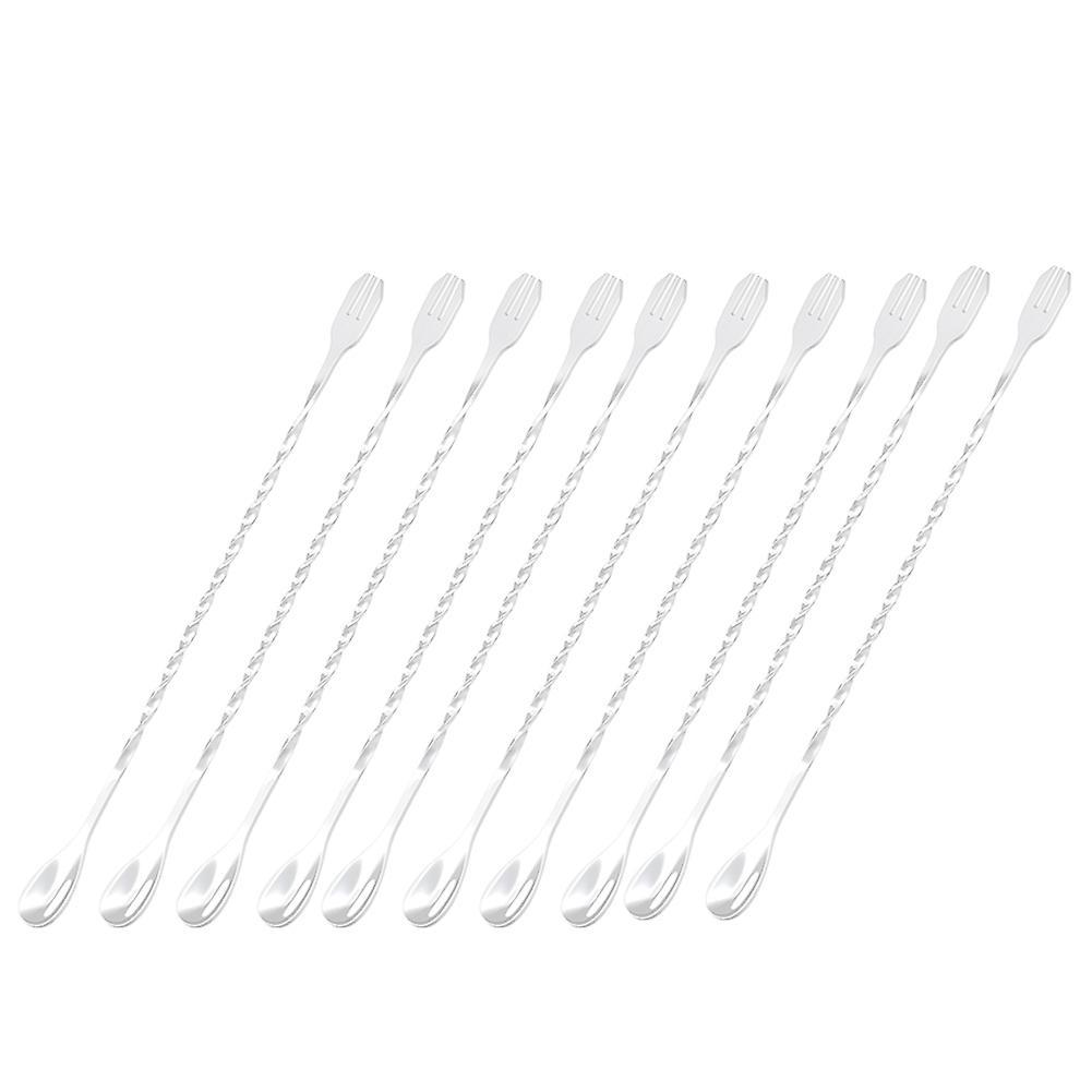10 Pack Mixing Spoons,10 Inch Stainless Steel Cocktail Stirrer