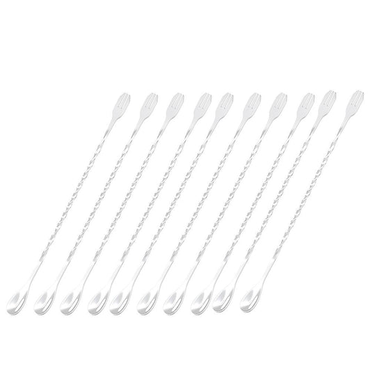 10 Pack Mixing Spoons,10 Inch Stainless Steel Cocktail Stirrer