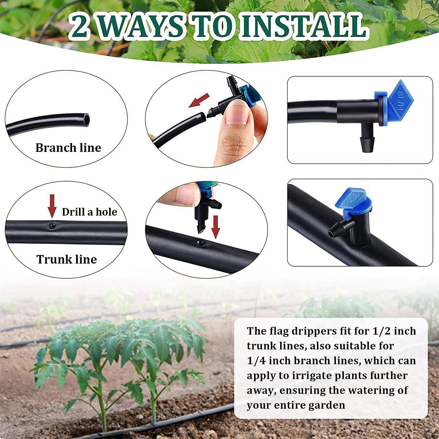 60 Pieces Irrigation Drip Emitter Garden Flag Irrigation Dripper