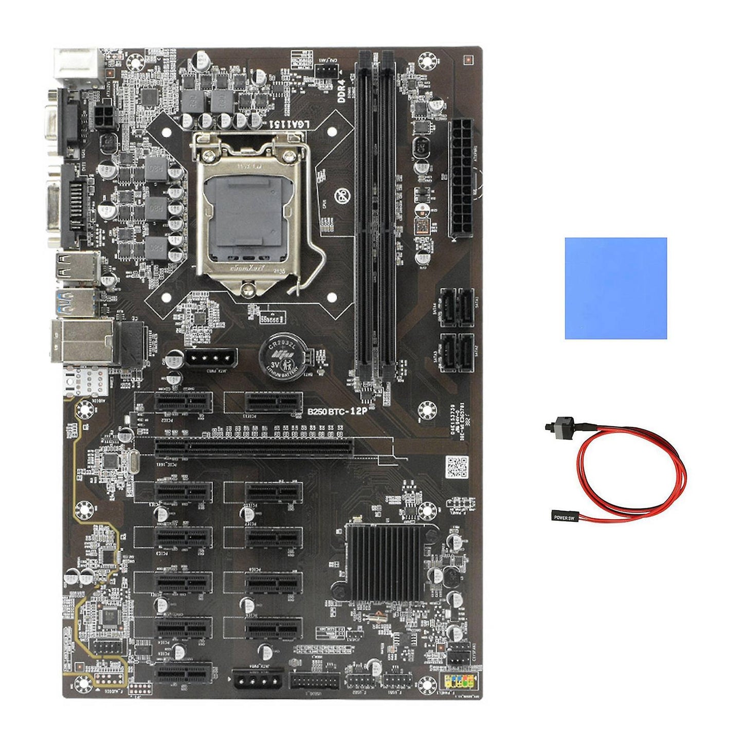 B250 Mining Motherboard with Thermal Pad+switch Cable for Btc Miner