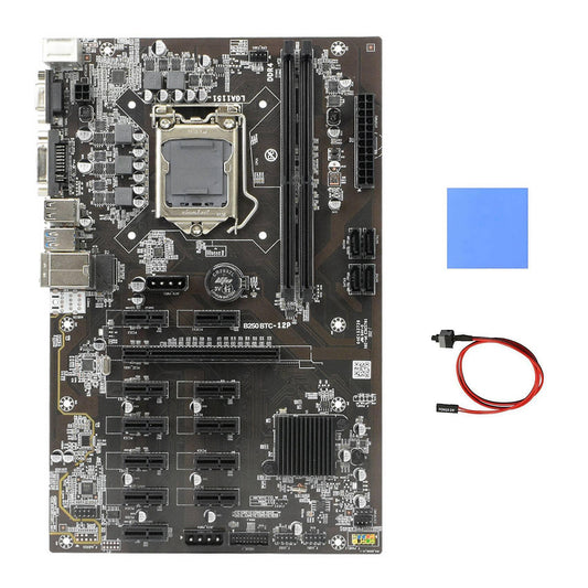 B250 Mining Motherboard with Thermal Pad+switch Cable for Btc Miner