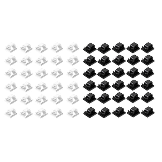 60pc Cable Clips Adhesive Cord Holder for Car Office&home White+black