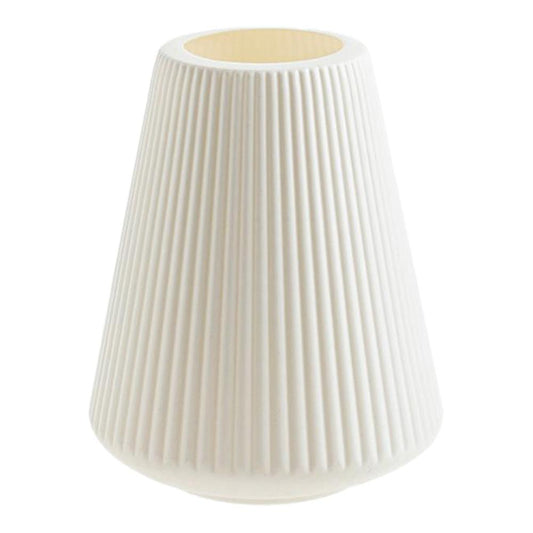 Simple Vertical Striped Small Vase Imitation Ceramic Plastic -white