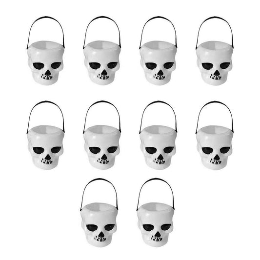 10pcs Mini White Skeleton Halloween Candy Bucket Party Decoration