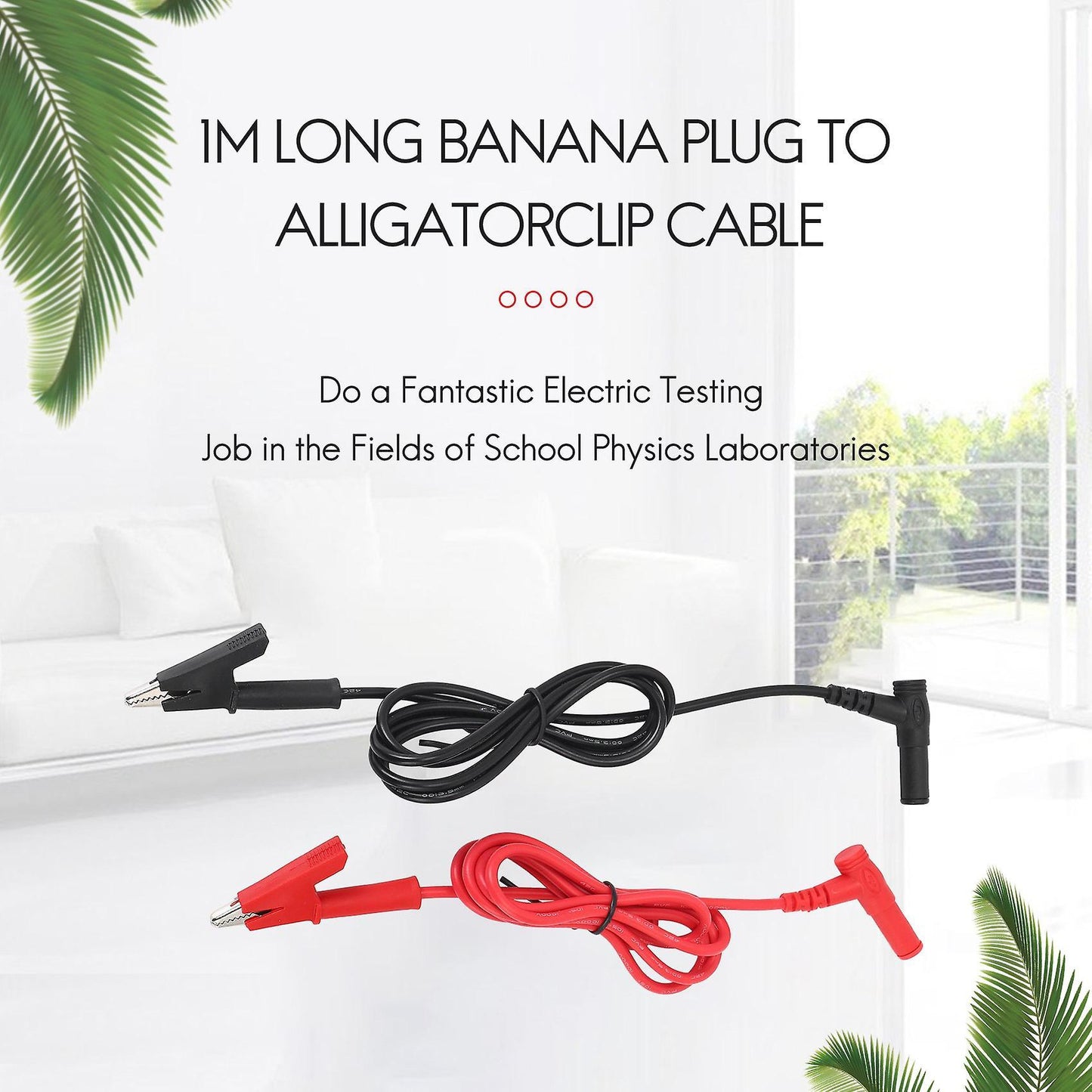 Pair Banana Plug to Alligator Clip Test Lab Test Cable 1m Long