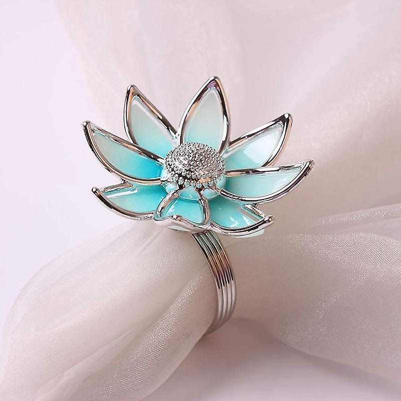 4 Pcs Blue Lotus Holder Napkin Ring,table Plate Napkin Ring,napkin