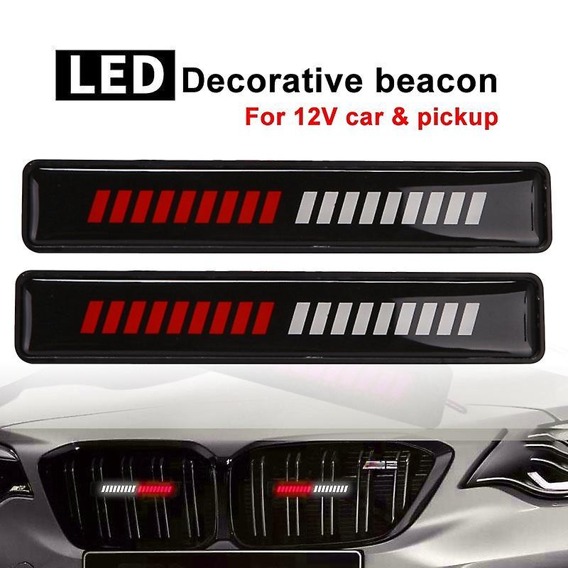 Pair Red + White Light Front Bumper Grilles Lights for Bmw Ford