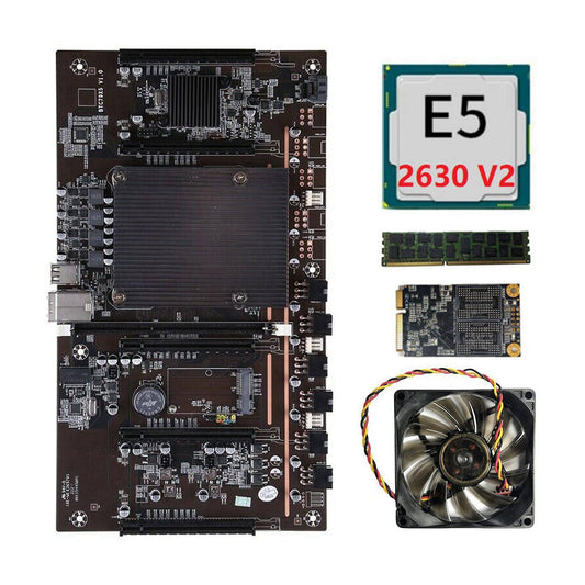 X79 H61 Btc Mining Motherboard 5x Pci-e Support 3060 E5 2630 V2 Cpu
