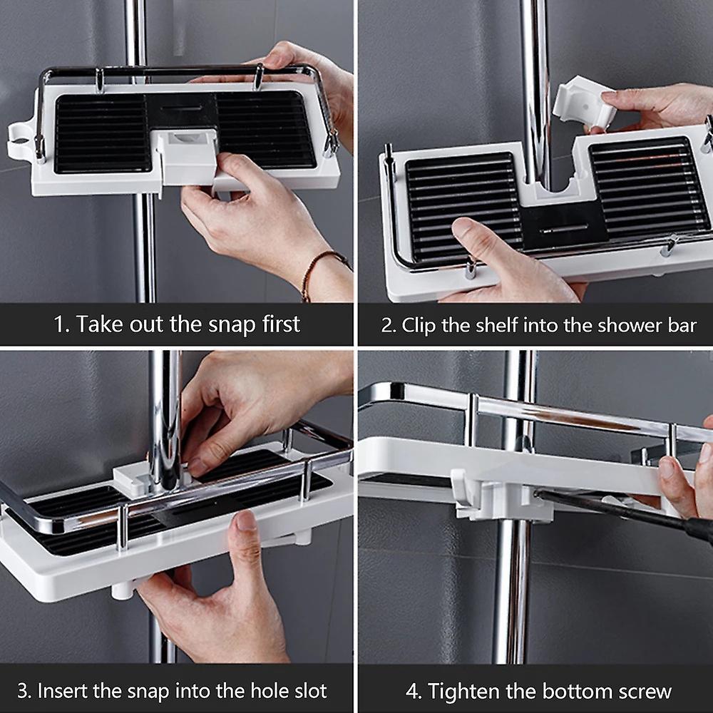 Shower Storage Holder Shower Shelf with Hooks Soap Bathroom Shelf