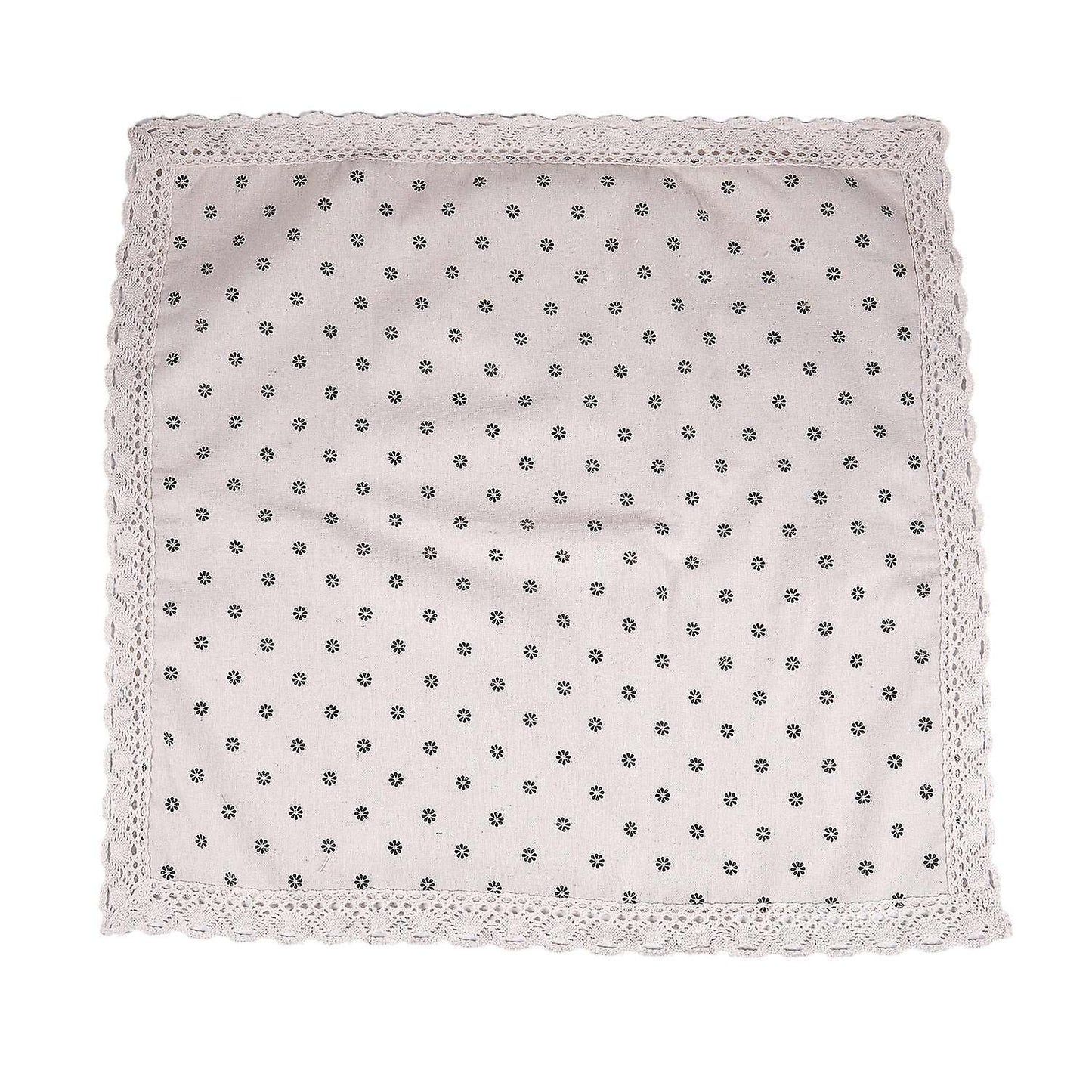 Table Cloth Linen with Lace, Coffee Small Chrysanthemum, 60*60cm