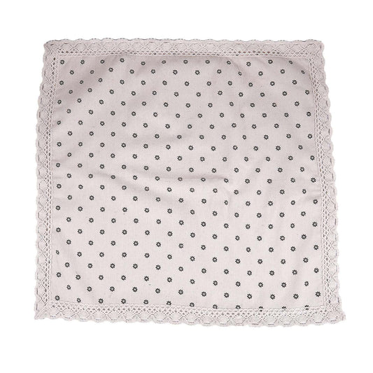Table Cloth Linen with Lace, Coffee Small Chrysanthemum, 60*60cm