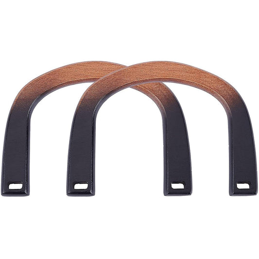 2pcs Wooden Purse Handles U-shaped Wooden Handles for Beach Bag