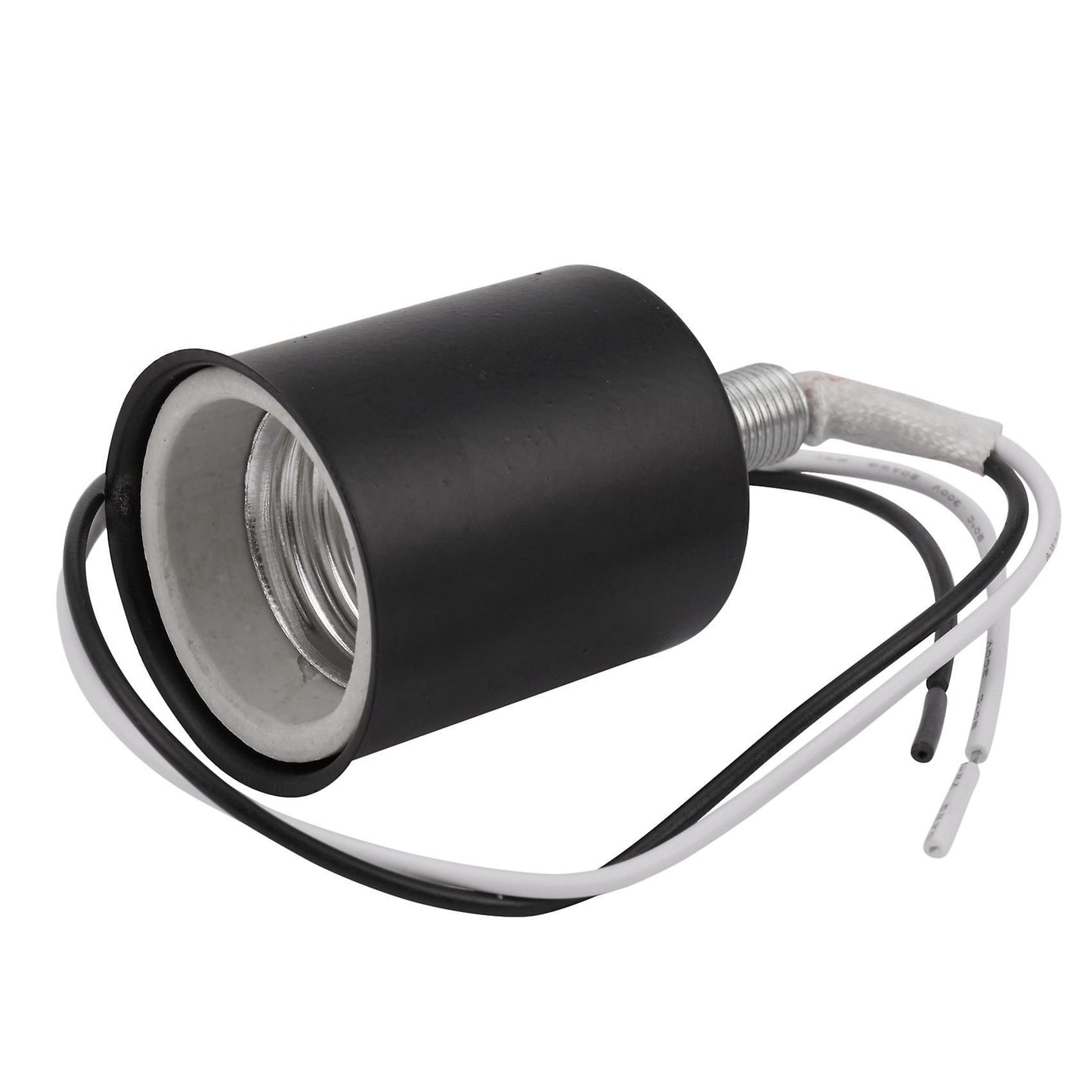 3x E27 Ceramic Base Socket Adapter Metal Lamp Holder with Wire Black