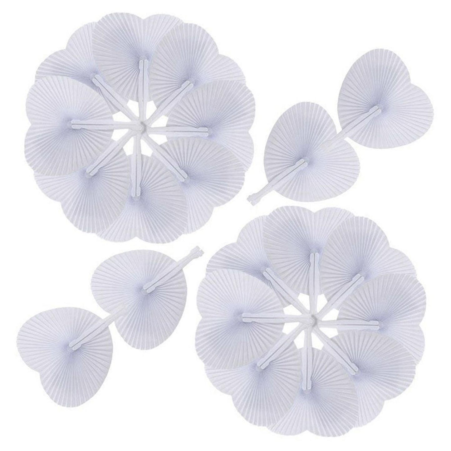 60pcs Eventail Blanc Papier Rond Coeur Decoration Mariage Fete Cadeau