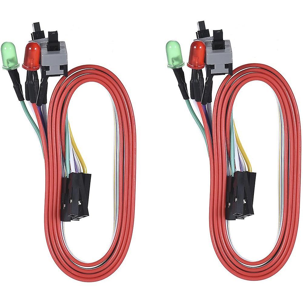 2pcs Computer Case Atx Power On Off Reset Switch Cable with 2 Led