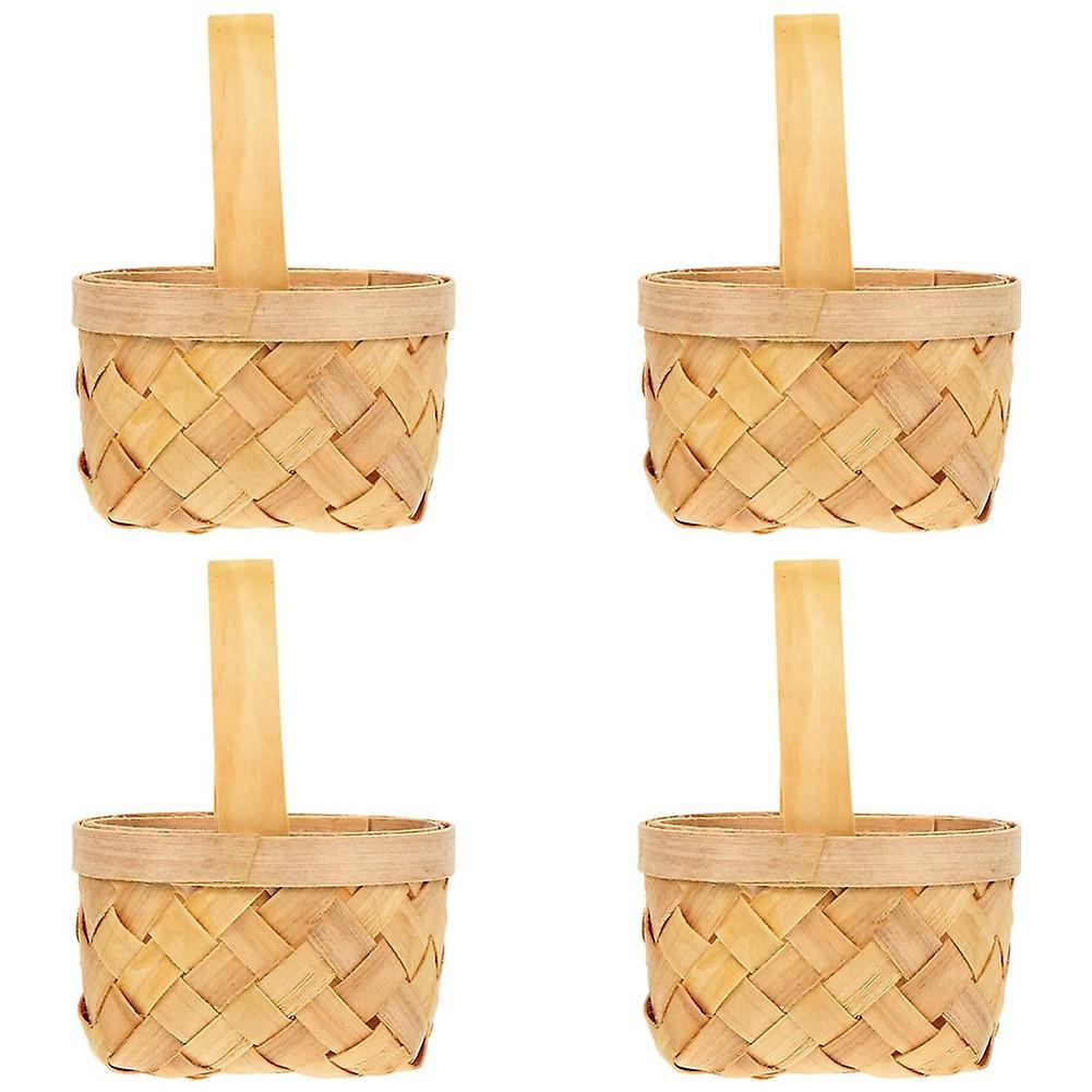 4pcs Woven Basket with Handle Wedding Flower Girl Basket Party Gift