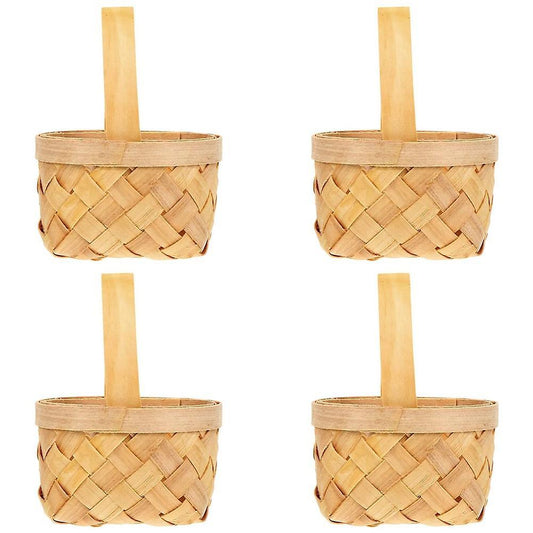 4pcs Woven Basket with Handle Wedding Flower Girl Basket Party Gift