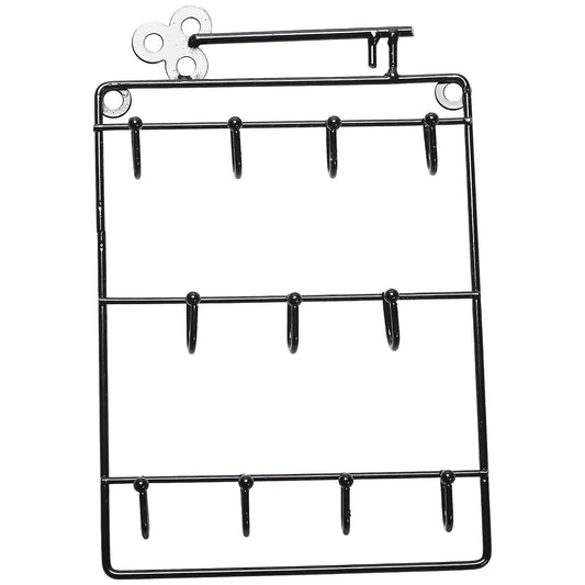 Iron Wall Mounted Hooks 11 Hangers Key Holder Coat Black