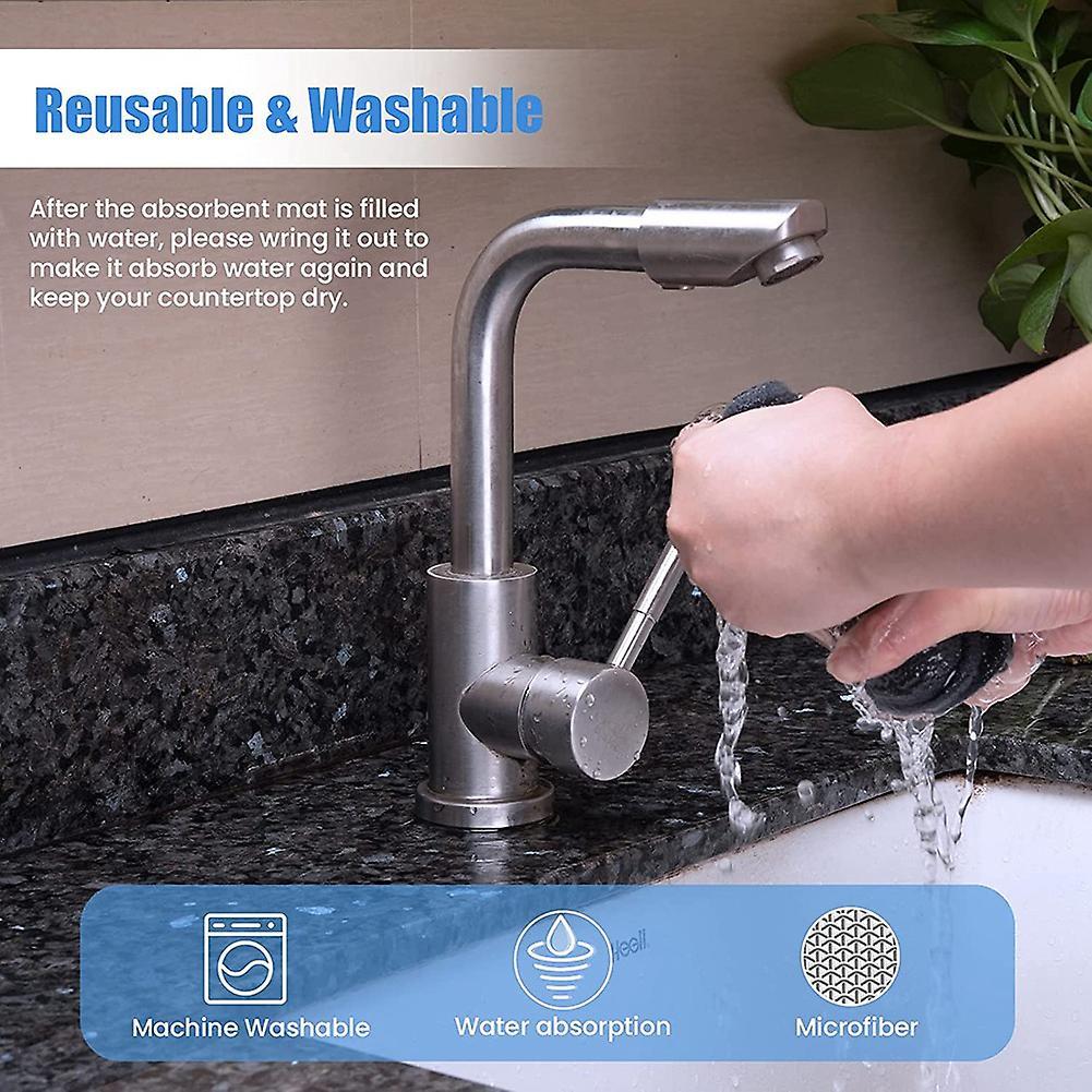 Sink Splash Guard, Faucet Absorbent Mat for Kitchen, Dish Drying Mat