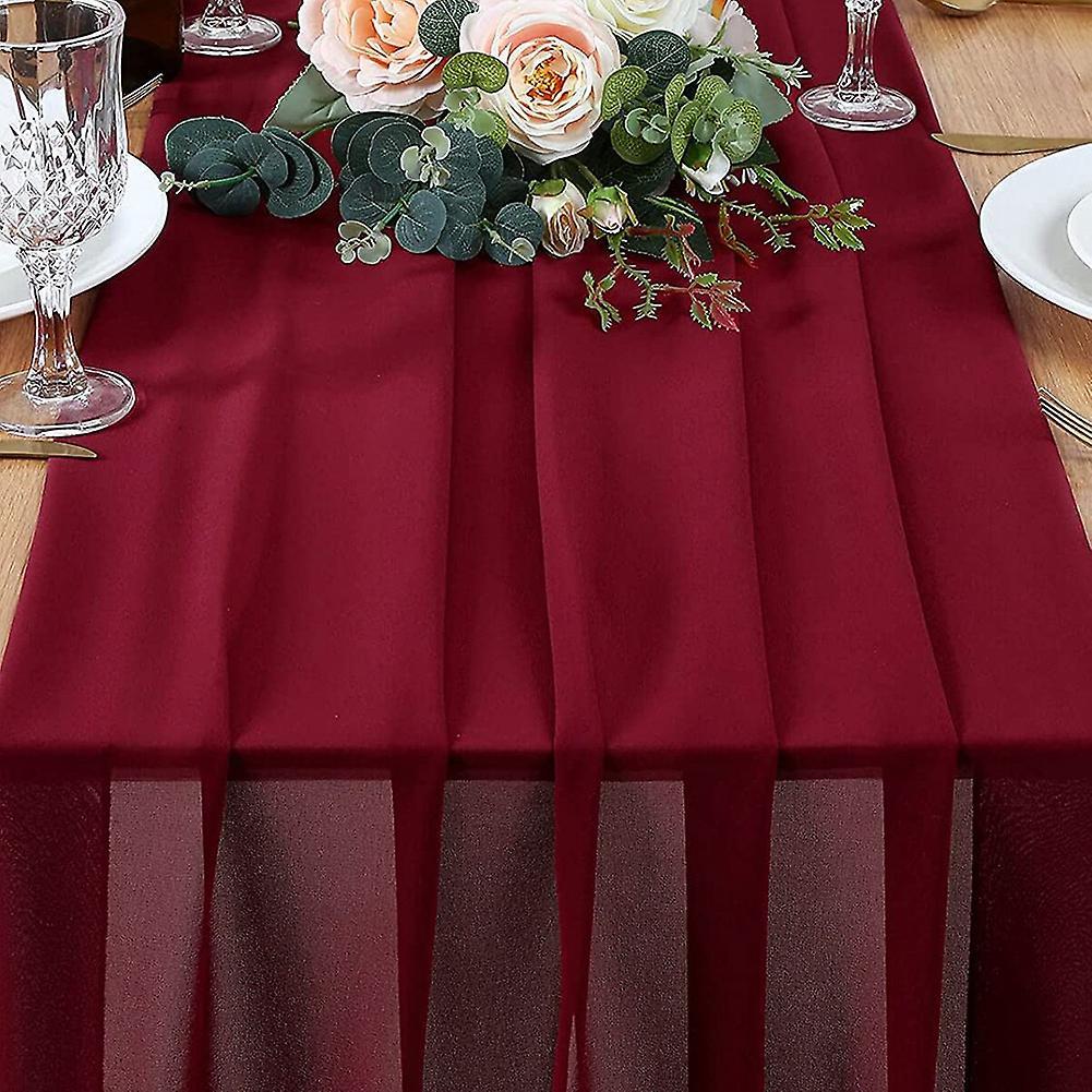 Table Runner 27x118 Inches Wedding Table Decorations Dark Red