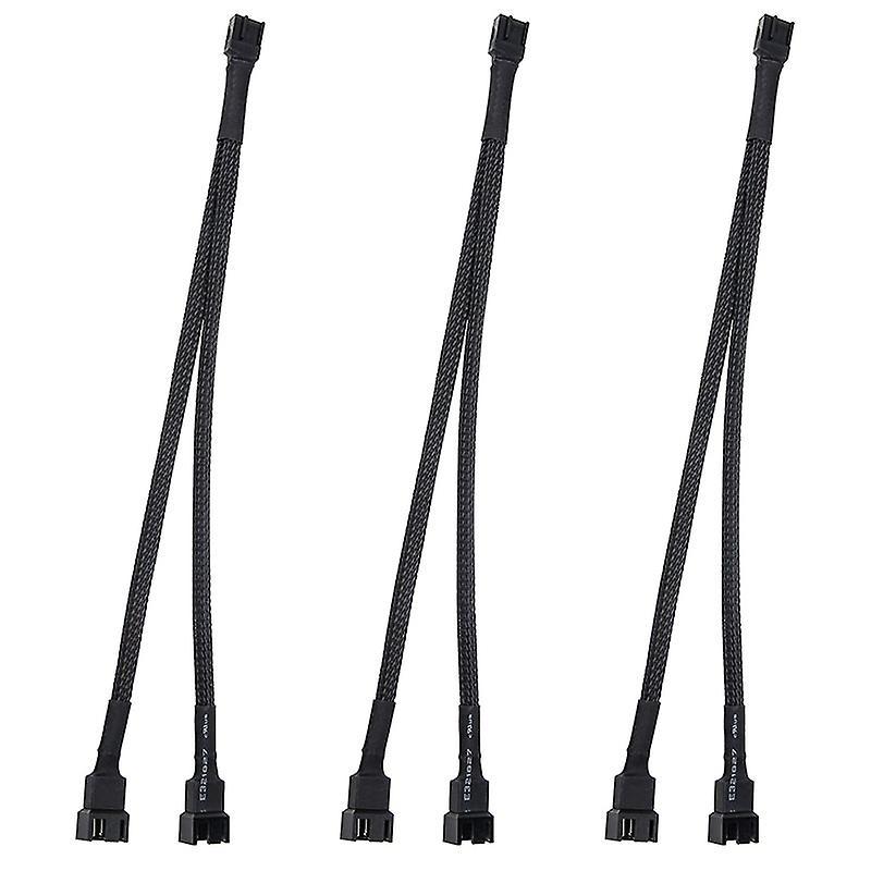 3pcs Pwm Fan Splitter Cable 2way 4pin Y Sleeved Extension Power Cable