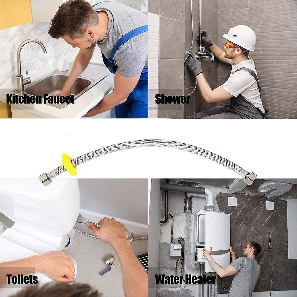 Braided Faucet Line Connector. Female Supply Hose Washing Machine