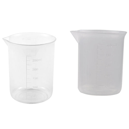 Clear White Plastic 100ml Measuring Cup Beaker for Lab Kitchen