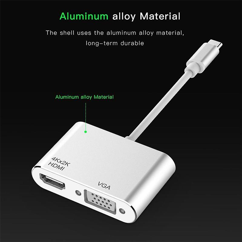 Usb3.1 Type C to Hdmi Vga Adapter-2 In1 Type C to Hdmi Vga Cable