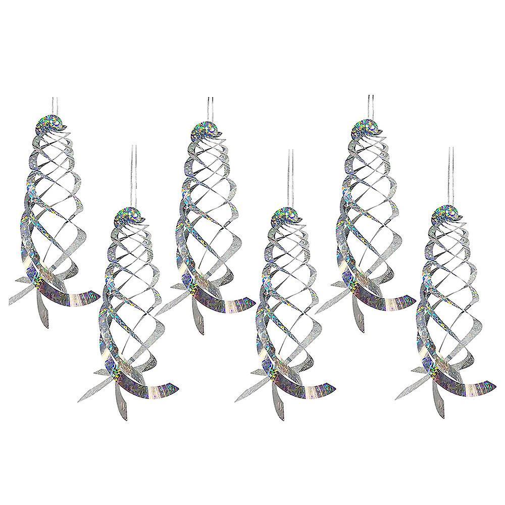 6 Pack Bird Repellent Spiral Reflectors Silver Mylar Spinner