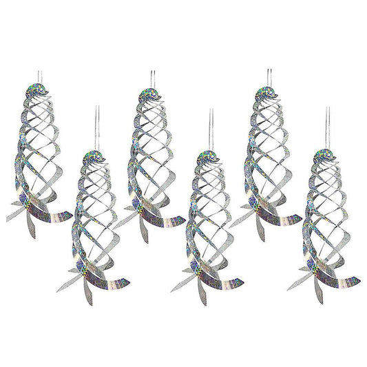 6 Pack Bird Repellent Spiral Reflectors Silver Mylar Spinner