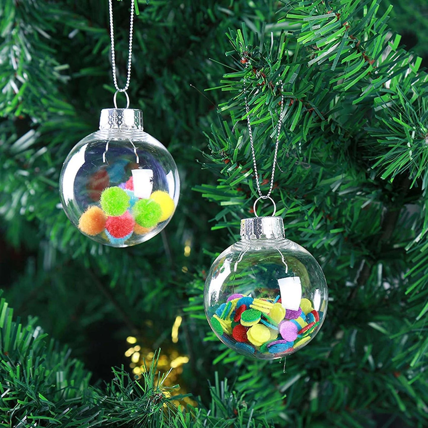 15 Pcs Round Clear Christmas Balls Fillable Diy Christmas Tree Balls