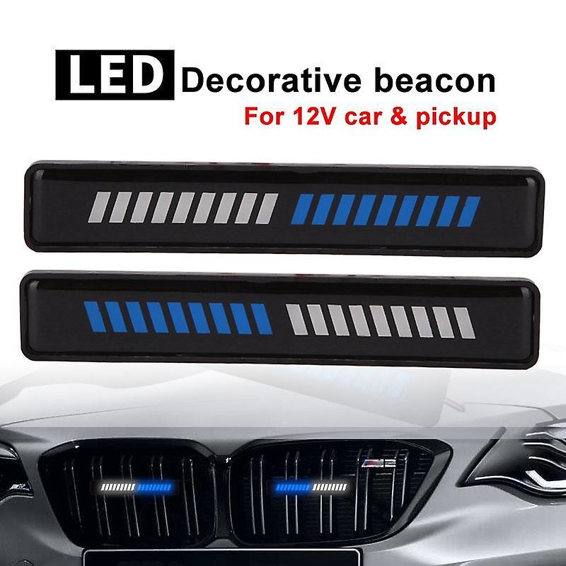 Pair Blue + White Light Front Bumper Grilles Lights for Bmw Ford