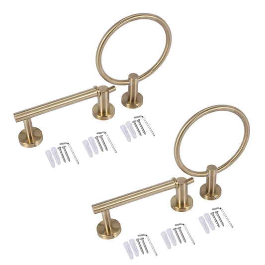 Bathroom Hardware 6-piece Towel Ring Robe Hook Hanger Stainless Steel