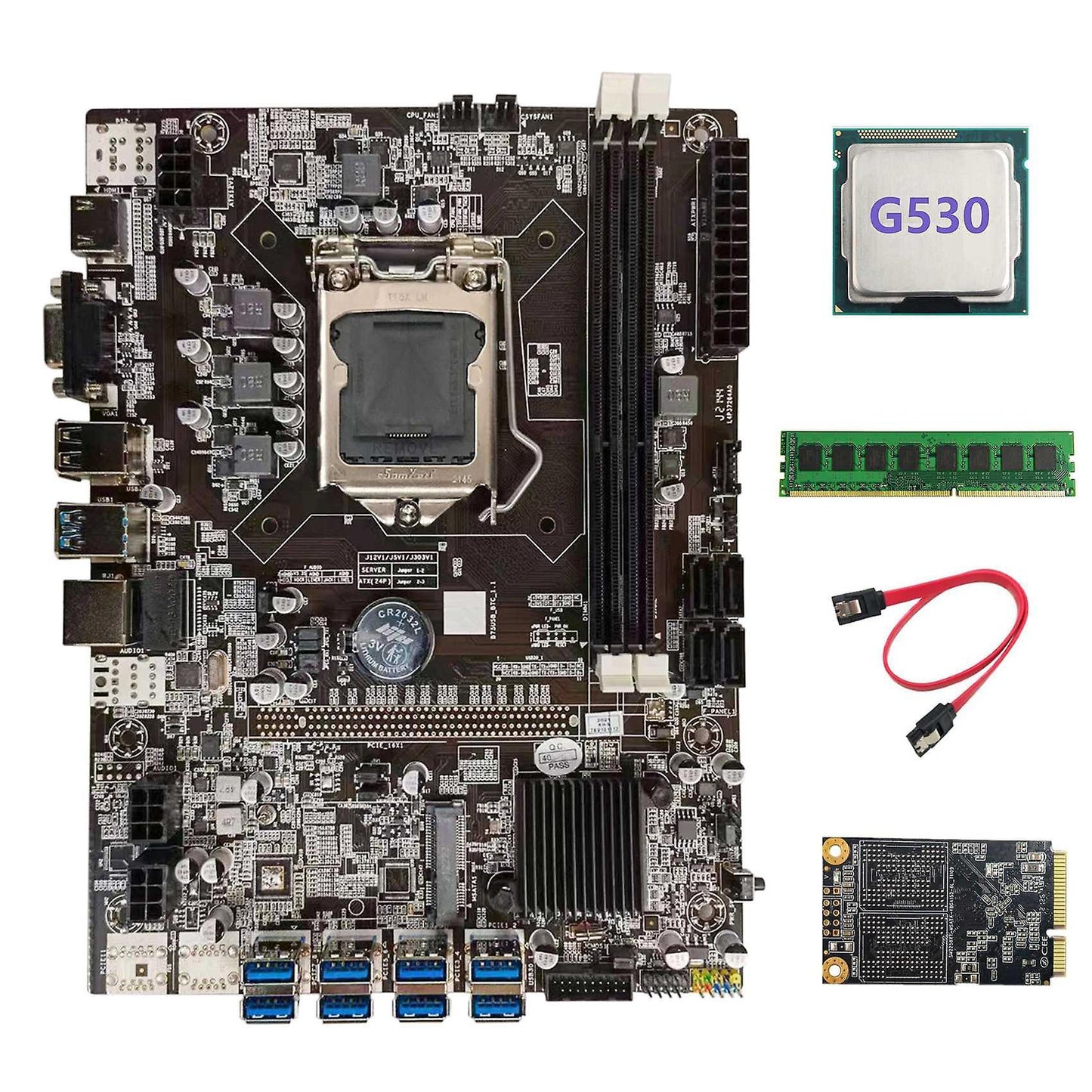 B75 Motherboard+g530 Cpu+ddr3 4gb 1600mhz Ram+128g Ssd+switch Cable