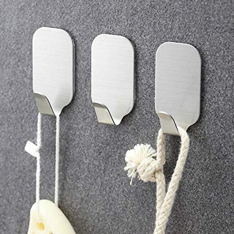 A Set Of 10 Sticky Stainless Steel Wall Brackets for Bathrobes