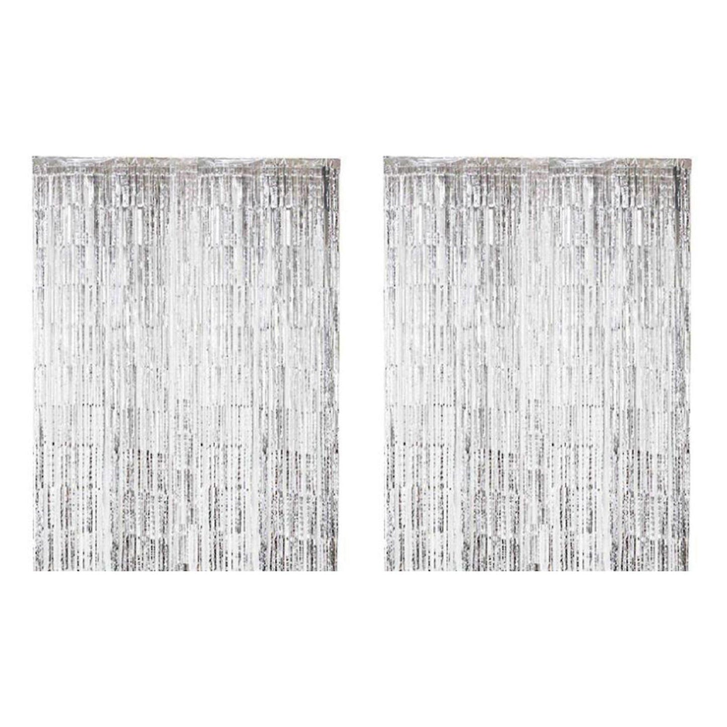 1x3m Wedding Party Wall Decoration Rain Silk Curtain-silver