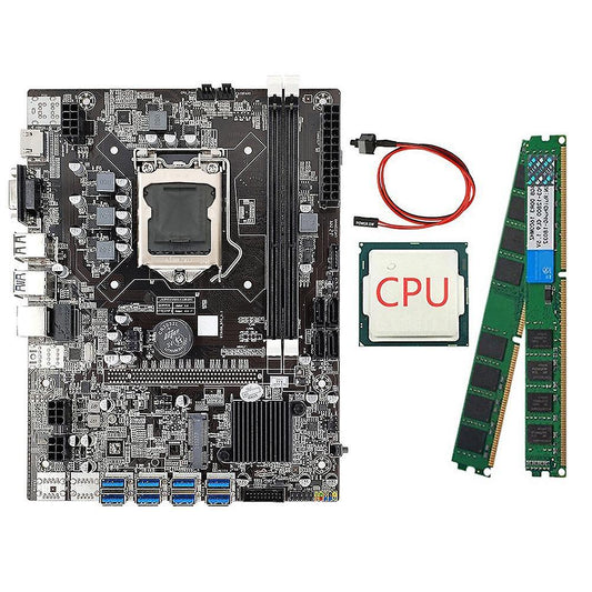 B75 Eth Mining Motherboard+cpu+ Cable+2 X 4g Ram Support Ddr3 B75 Usb